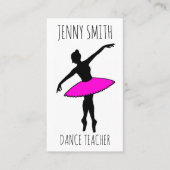 Roze Ballerina Silhouette Ballet Toe Dance Teacher Visitekaartje (Voorkant)