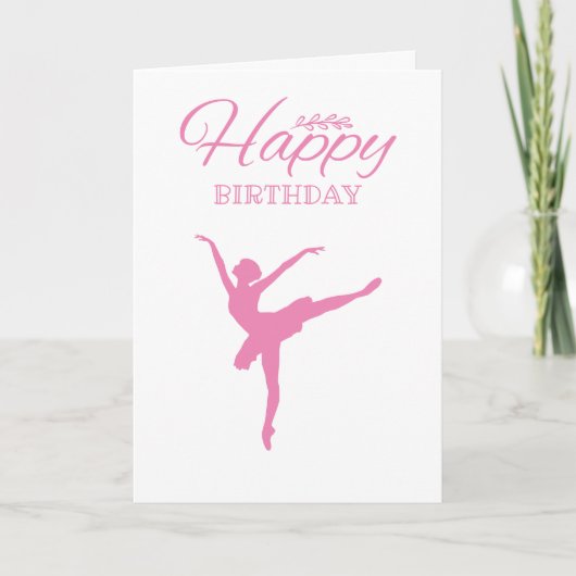 Roze Ballerina Silhouette - Birthday Kaart (Voorkant)