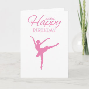 Roze Ballerina Silhouette - Birthday Kaart
