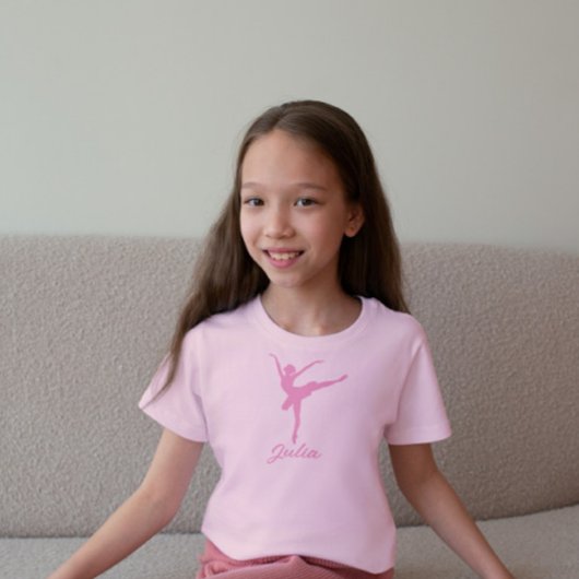Roze ballerina silhouette t-shirt