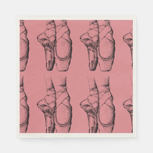 Roze Ballerina Slippers Ballet Paper Napkins Servetten (Voorkant)