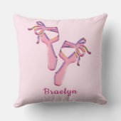 Roze Ballerina Slippers Elegante Danskunst Kussen (Achterkant)