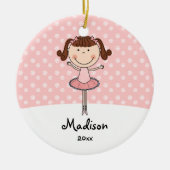 Roze Ballerina Snowflakes Gepersonaliseerde kerstm Keramisch Ornament (Voorkant)