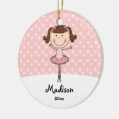 Roze Ballerina Snowflakes Gepersonaliseerde kerstm Keramisch Ornament (Links)