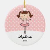 Roze Ballerina Snowflakes Gepersonaliseerde kerstm Keramisch Ornament (Achterkant)