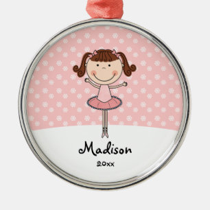 Roze Ballerina Snowflakes Gepersonaliseerde kerstm Metalen Ornament