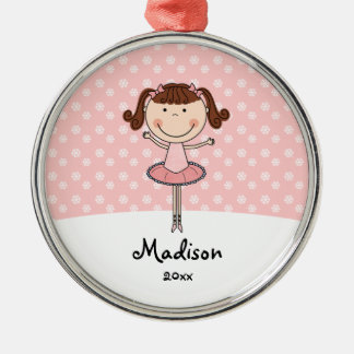 Roze Ballerina Snowflakes Gepersonaliseerde kerstm Metalen Ornament