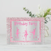Roze Ballerina Sparkle Childrens Birthday Kaart (Staand voorkant)