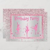 Roze Ballerina Sparkle Childrens Birthday Kaart (Voorkant / Achterkant)