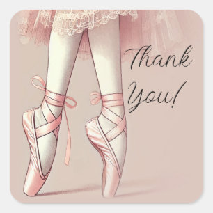 Roze Ballerina Spitse Tenengeborenfeestje Vierkante Sticker
