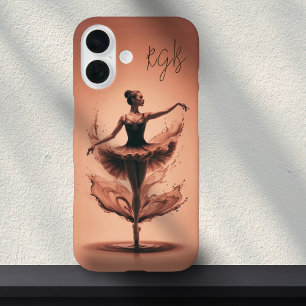 Roze Ballerina Splash Custom Initialen Ballet iPhone 16 Hoesje