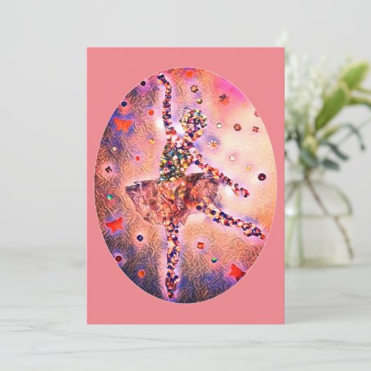 Roze Ballerina Sugar Plum Fairy Nutkraker Dancer Feestdagenkaart (Staand voorkant)