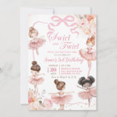 Roze Ballerina Swirl en Twirl Verjaardag Kaart (Voorkant)