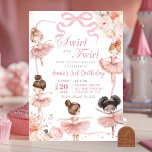Roze Ballerina Swirl en Twirl Verjaardag Kaart<br><div class="desc">Ballerina Swirl en Twirl Verjaardagsfeestuitnodiging,  Pink Ballerina Kind's Verjaardagsfeest,  Pink Floral Verjaardagsmeisje,  Dance Ballerina Verjaardagsmeisjesfeest</div>