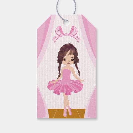 Roze Ballerina thema Birthday Party Guest Bedankt Cadeaulabel (Voorkant)