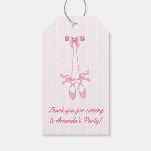Roze Ballerina thema Birthday Party Guest Bedankt Cadeaulabel (Achterkant)
