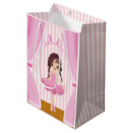 Roze Ballerina thema Birthday Party Guest Bedankt Medium Cadeauzakje (Voorkant Gekanteld)