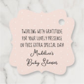 Roze Ballerina Tutu Baby shower Dank u Bedankjes Labels (Achterkant)