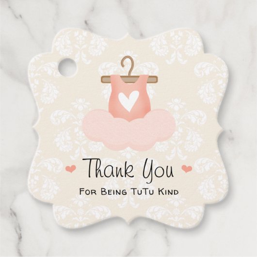Roze Ballerina Tutu Baby shower Dank u Bedankjes Labels (Voorkant)