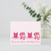 Roze Ballerina Tutu Birthday - uitnodiging (Staand voorkant)