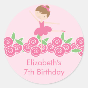 Roze Ballerina Tutu Dance Birthday Party Sticker