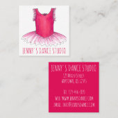 Roze Ballerina Tutu Dance Studio Ballet Leraar Vierkante Visitekaartje (Voorkant / Achterkant)