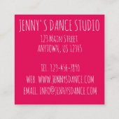 Roze Ballerina Tutu Dance Studio Ballet Leraar Vierkante Visitekaartje (Achterkant)