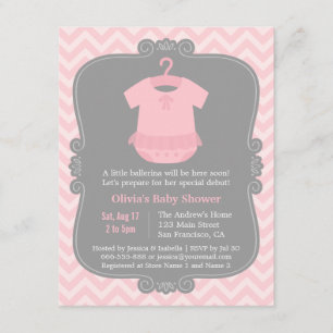Roze Ballerina Tutu Girl Baby Shower Invitations Kaart