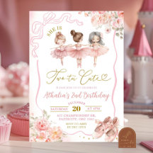 Roze Ballerina Tutu Mooie 2e Verjaardagsuitnodigin