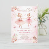 Roze Ballerina TuTu Zuster Zusje Partij Kaart (Staand voorkant)