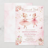 Roze Ballerina TuTu Zuster Zusje Partij Kaart (Voorkant / Achterkant)