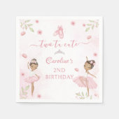 Roze Ballerina Two Tu Schattige 2e Verjaardag serv Servet (Voorkant)