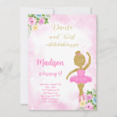 Roze Ballerina Uitnodiging (Voorkant)
