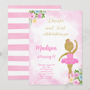Roze Ballerina Uitnodiging