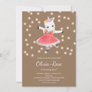 Roze Ballerina Unicorn Girl Birthday Kaart