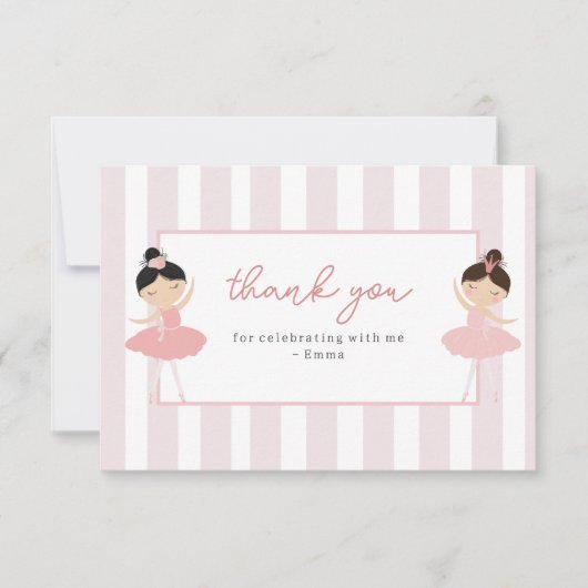 Roze Ballerina Verjaardag Bedankkaart (Voorkant)