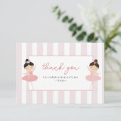 Roze Ballerina Verjaardag Bedankkaart (Staand voorkant)