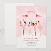 Roze ballerina verjaardag kaart (Voorkant / Achterkant)