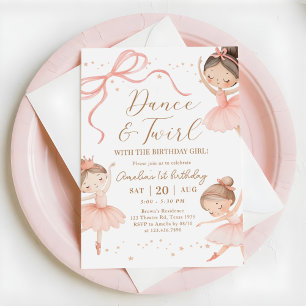 Roze Ballerina Verjaardagsfeest met Dans en Draai Kaart
