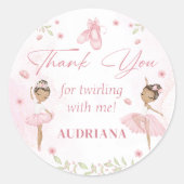 Roze Ballerina Verjaardagsfeest Sticker (Voorkant)