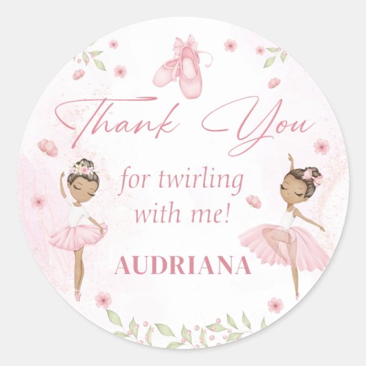 Roze Ballerina Verjaardagsfeest Sticker (Voorkant)