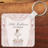 Roze Ballerina Verjaardagsfeestgunsten Sleutelhanger (Achterkant)