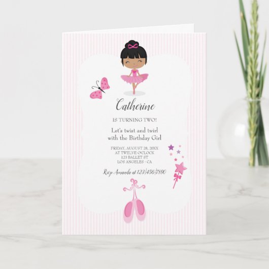 Roze Ballerina Verjaardagsfeestje (Voorkant)