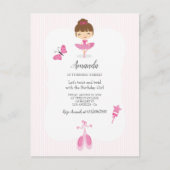Roze Ballerina Verjaardagsfeestje Briefkaart (Voorkant)