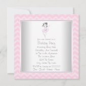 Roze Ballerina Verjaardagsfeestje Uitnodigingen (Achterkant)