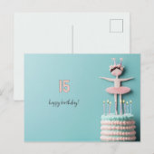 Roze Ballerina verjaardagstaart Briefkaart (Voorkant / Achterkant)