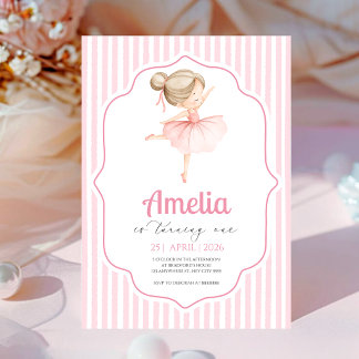 Roze Ballerina Verjaardagsuitnodiging Ballet Thema Kaart