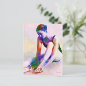 Roze Ballerina Waterverf Hedendaagse Kunst Briefkaart (Staand voorkant)