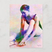 Roze Ballerina Waterverf Hedendaagse Kunst Briefkaart (Voorkant)