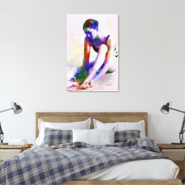 Roze Ballerina Waterverf Hedendaagse Kunst Canvas Afdruk